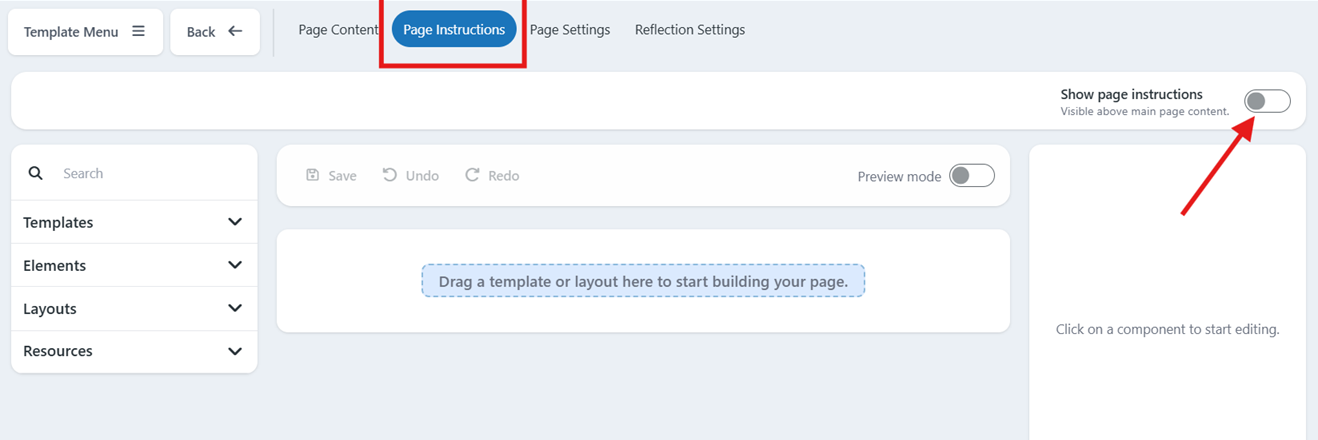 Page Instructions tab. You can toggle this off and on. 