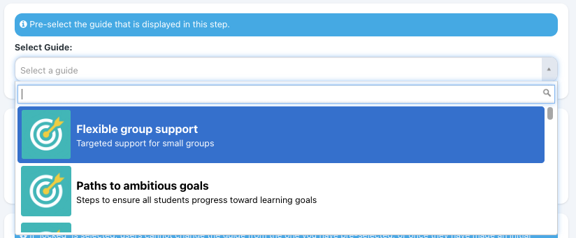 Within the category, choose a specific guide from the drop down options. 