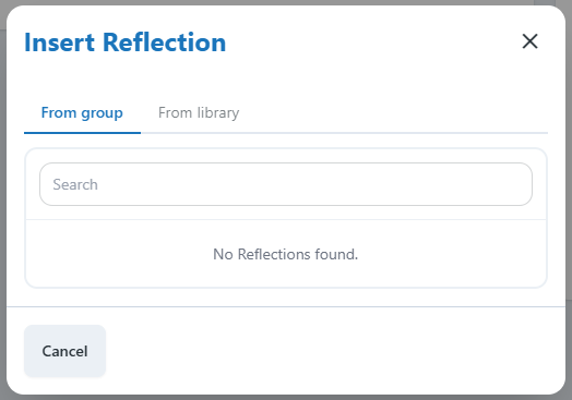 Insert Reflection, either from Group or from Library. 