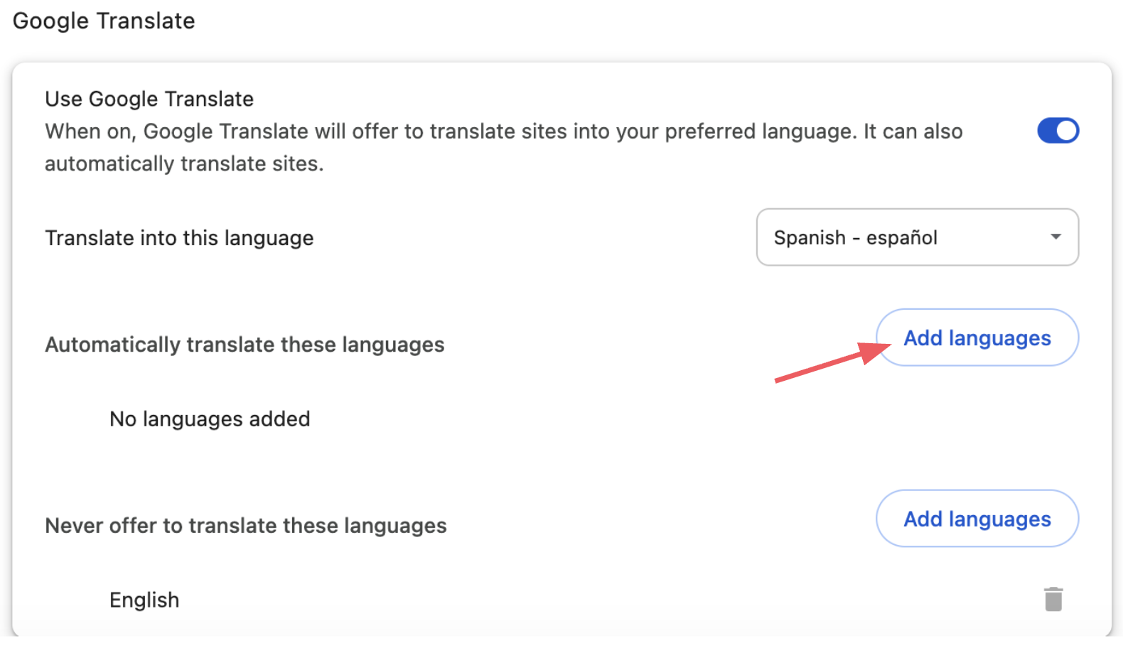 Google Translate option. 